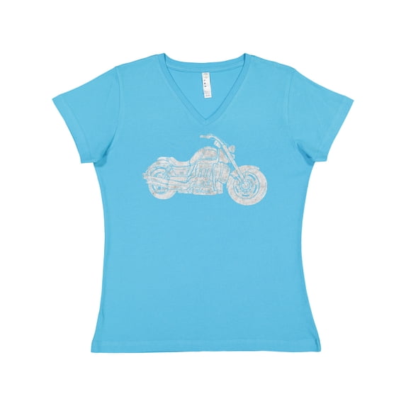 Inktastic Distressed Motorcycle Women's V-Neck T-Shirt
