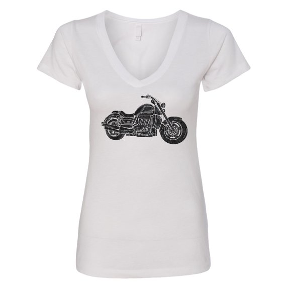Inktastic Distressed Motorcycle Women's V-Neck T-Shirt