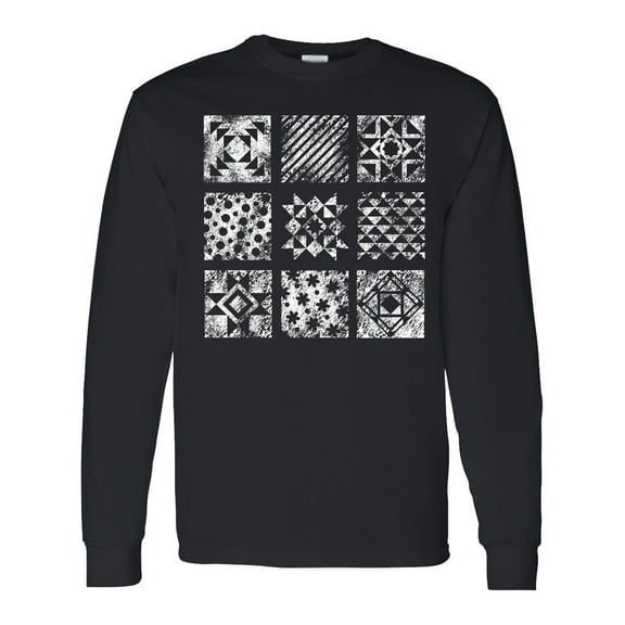 Inktastic Distressed Quilting Squares Long Sleeve T-Shirt