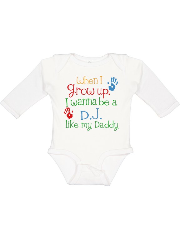 Dj Like Daddy Boys or Girls Long Sleeve Baby Bodysuit