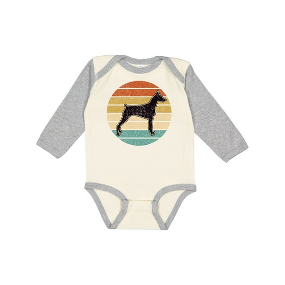 Inktastic Doberman Dog Retro Sunset Boys or Girls Long Sleeve Baby Bodysuit