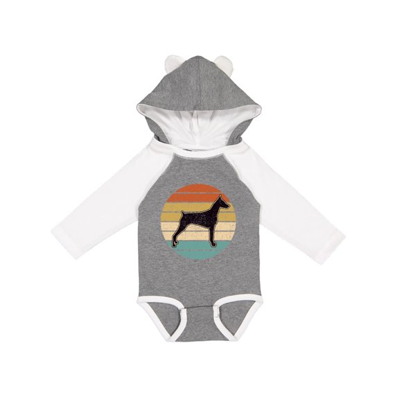 Inktastic Doberman Dog Retro Sunset Boys or Girls Long Sleeve Baby Bodysuit