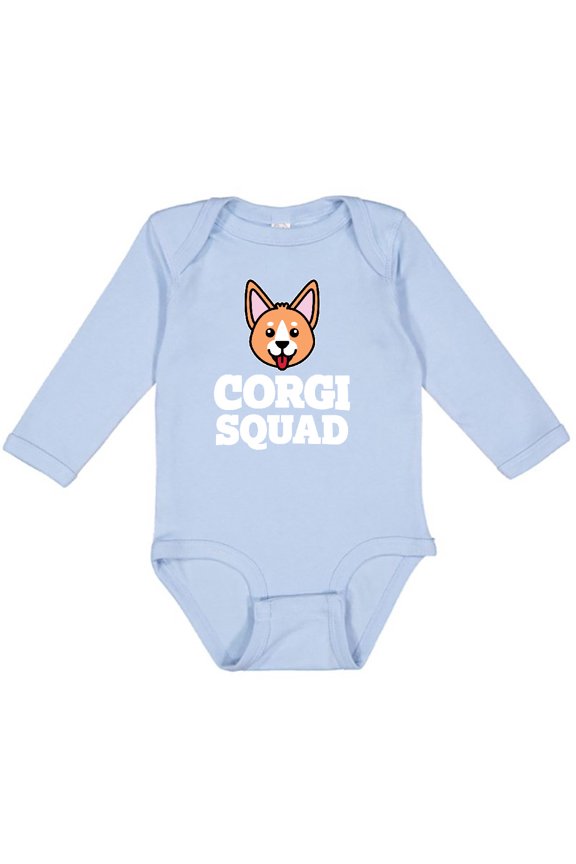 Dog Corgi Squad Boys or Girls Long Sleeve Baby Bodysuit