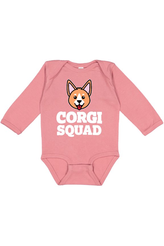 Dog Corgi Squad Boys or Girls Long Sleeve Baby Bodysuit