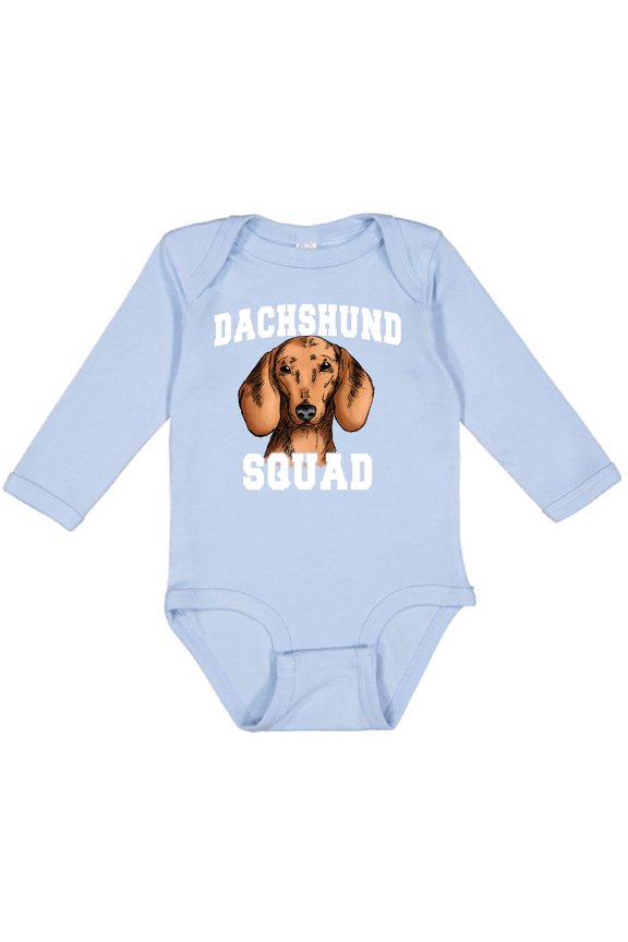 Dog Dachshund Squad Boys or Girls Long Sleeve Baby Bodysuit