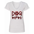 thumbnail image 1 of Inktastic Dog Mom with Paw Print in Plaid Women's V-Neck T-Shirt, 1 of 5