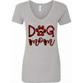 thumbnail image 1 of Inktastic Dog Mom with Paw Print in Plaid Women's V-Neck T-Shirt, 1 of 5