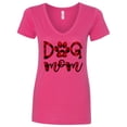 thumbnail image 1 of Inktastic Dog Mom with Paw Print in Plaid Women's V-Neck T-Shirt, 1 of 5
