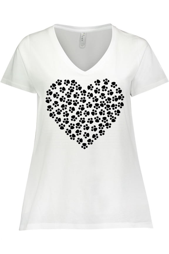 Dog Paws, Puppy Paws, Animal Paws, Heart, Pet Women's Plus Size V-Neck T-Shirt
