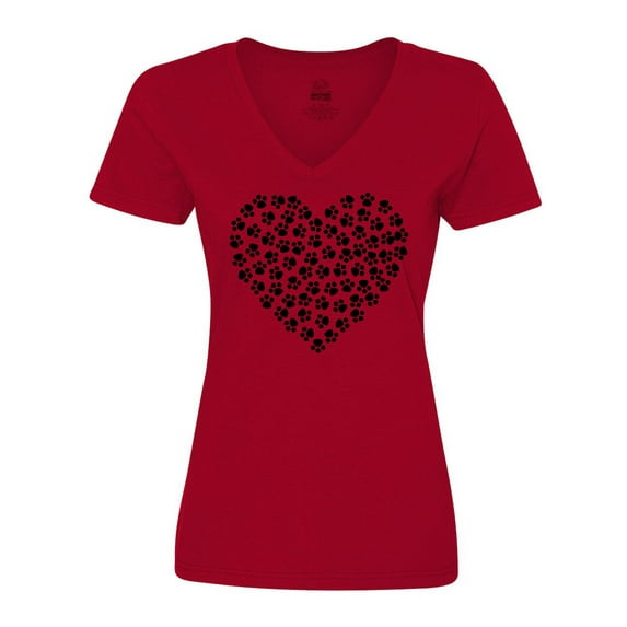 Inktastic Dog Paws, Puppy Paws, Animal Paws, Heart, Pet Women's V-Neck T-Shirt
