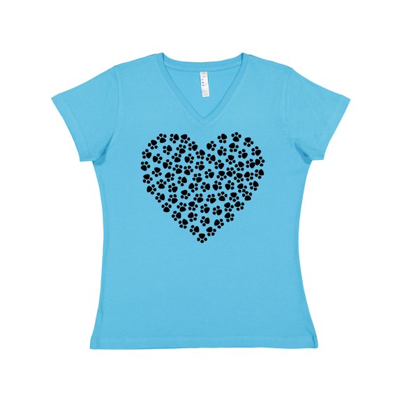 Inktastic Dog Paws, Puppy Paws, Animal Paws, Heart, Pet Women's V-Neck T-Shirt