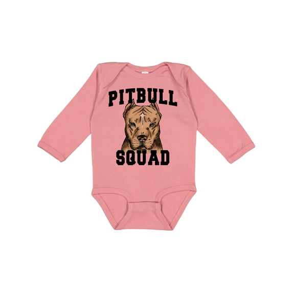 Inktastic Dog Pitbull Squad Boys or Girls Long Sleeve Baby Bodysuit