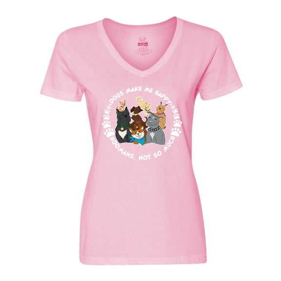 Inktastic Dogs Make Me Happy, Hoomans Not So Much-Cute Dog Family Women's V-Neck T-Shirt