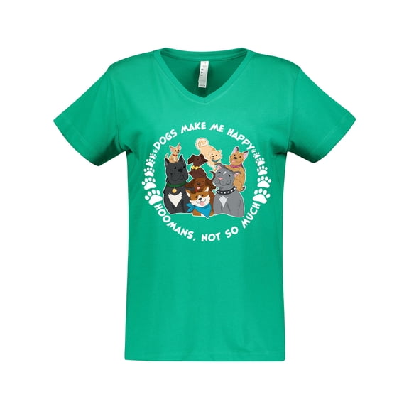 Inktastic Dogs Make Me Happy, Hoomans Not So Much-Cute Dog Family Women's V-Neck T-Shirt