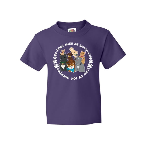 Inktastic Dogs Make Me Happy, Hoomans Not So Much-Cute Dog Family Youth T-Shirt