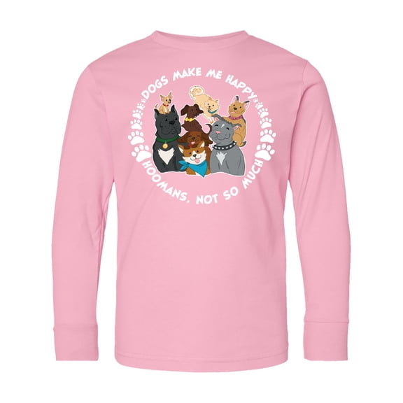 Inktastic Dogs Make Me Happy, Hoomans Not So Much-cute Dog Family Long Sleeve Youth T-Shirt