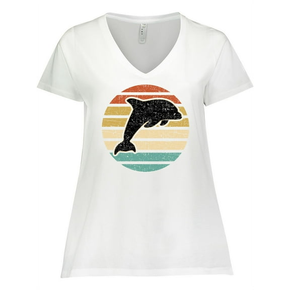 Inktastic Dolphin Cute Beach and Vacation Women's Plus Size V-Neck T-Shirt