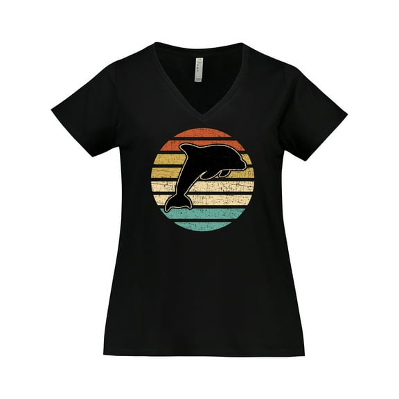 Inktastic Dolphin Cute Beach and Vacation Women's Plus Size V-Neck T-Shirt