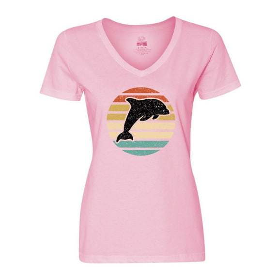 Inktastic Dolphin Cute Beach and Vacation Women's V-Neck T-Shirt