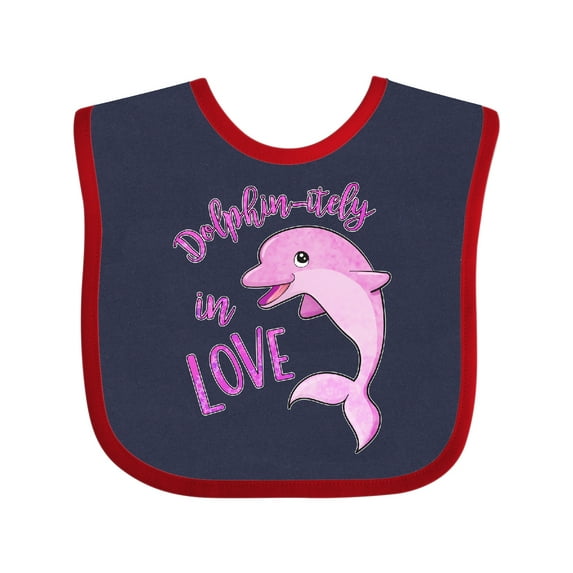 Inktastic Dolphin-itely in Love- Cute Pink Dolphin Boys or Girls Baby Bib