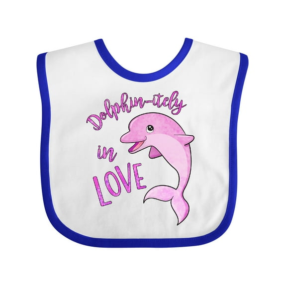 Inktastic Dolphin-itely in Love- Cute Pink Dolphin Boys or Girls Baby Bib