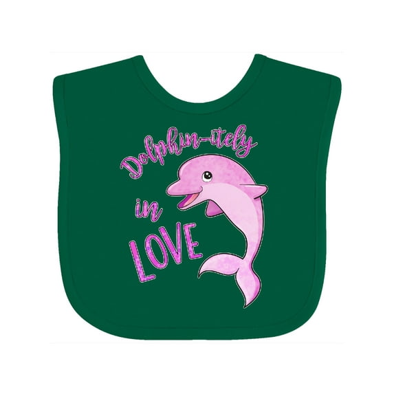 Inktastic Dolphin-itely in Love- Cute Pink Dolphin Boys or Girls Baby Bib