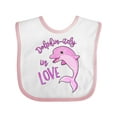 thumbnail image 1 of Inktastic Dolphin-itely in Love- Cute Pink Dolphin Boys or Girls Baby Bib, 1 of 4