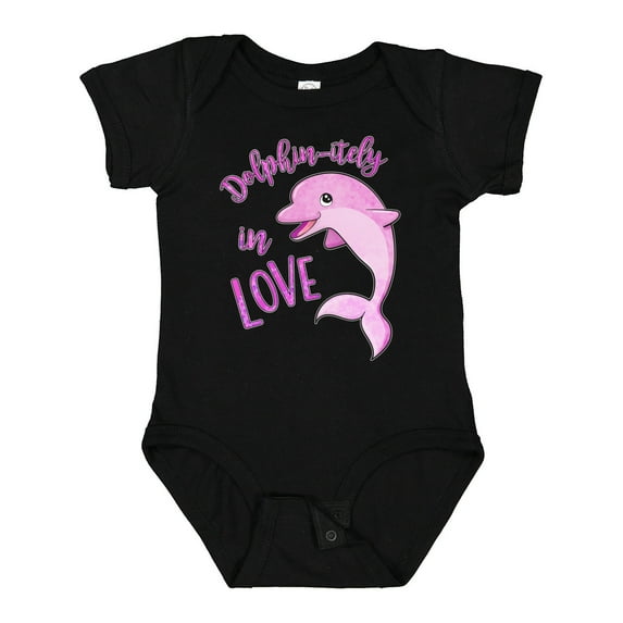 Inktastic Dolphin-itely in Love Cute Pink Dolphin Boys or Girls Baby Bodysuit