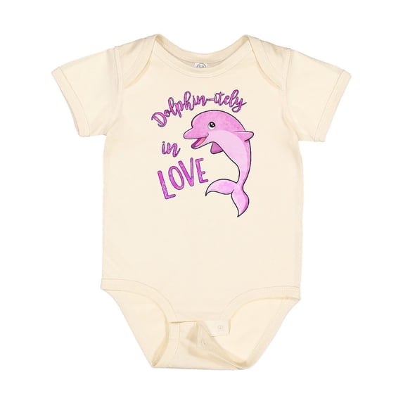 Inktastic Dolphin-itely in Love Cute Pink Dolphin Boys or Girls Baby Bodysuit