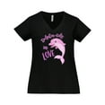 thumbnail image 1 of Inktastic Dolphin-itely in Love- Cute Pink Dolphin Women's Plus Size V-Neck T-Shirt, 1 of 5