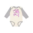 thumbnail image 1 of Inktastic Dolphin-itely in Love- cute pink dolphin Boys or Girls Long Sleeve Baby Bodysuit, 1 of 5