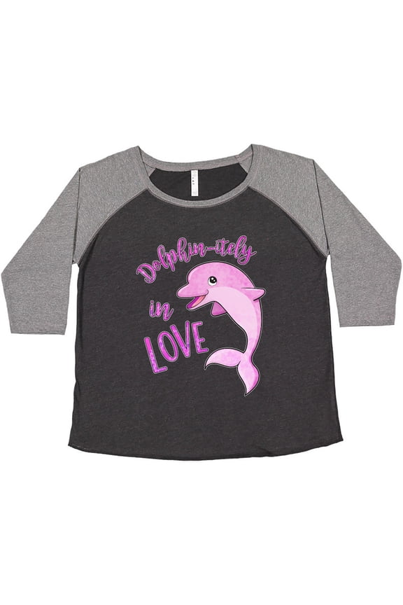 Dolphin-itely in Love- cute pink dolphin Women's Plus Size T-Shirt