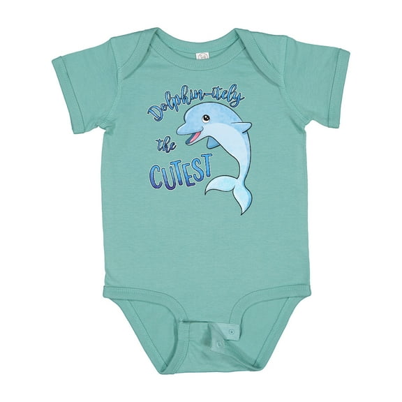 Inktastic Dolphin-itely the Cutest Boys or Girls Baby Bodysuit