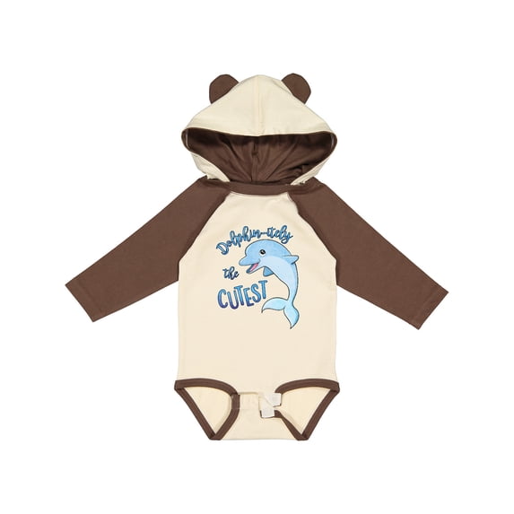 Inktastic Dolphin-itely the Cutest Boys or Girls Long Sleeve Baby Bodysuit