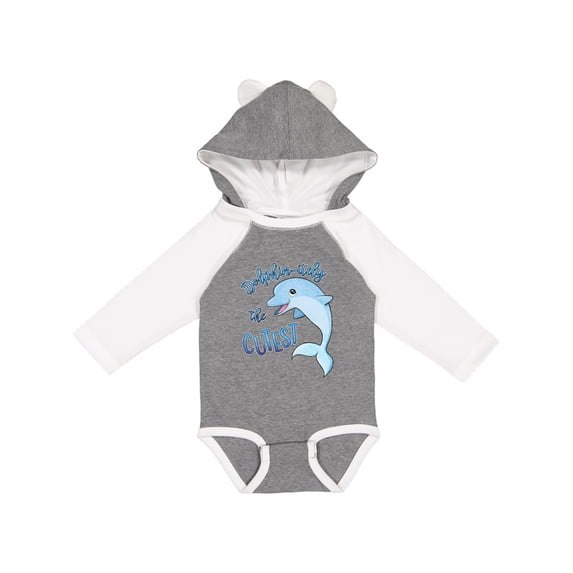 Inktastic Dolphin-itely the Cutest Boys or Girls Long Sleeve Baby Bodysuit