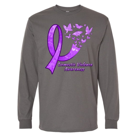 Inktastic Domestic Violence Awareness Butterflies Long Sleeve T-Shirt