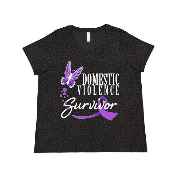 Inktastic Domestic Violence Survivor with Butterfly Women's Plus Size T-Shirt