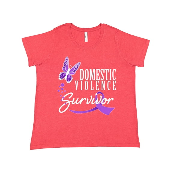 Inktastic Domestic Violence Survivor with Butterfly Women's Plus Size T-Shirt