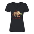 thumbnail image 1 of Inktastic Don't Hurry Sloth Women's V-Neck T-Shirt, 1 of 5