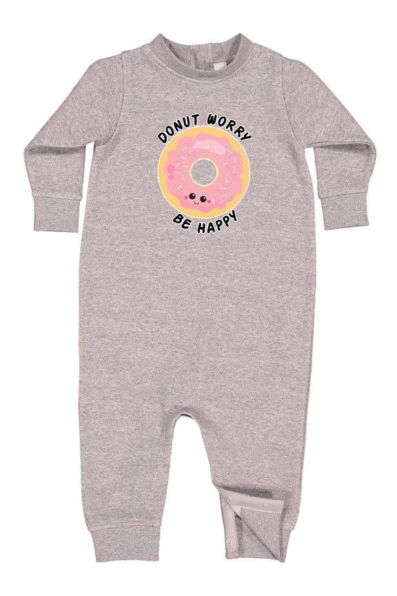 Donut Worry Be Happy Pink Sprinkle Donut Baby Fleece Romper
