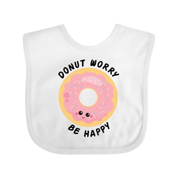 Inktastic Donut Worry Be Happy Pink Sprinkle Donut` Boys or Girls Baby Bib