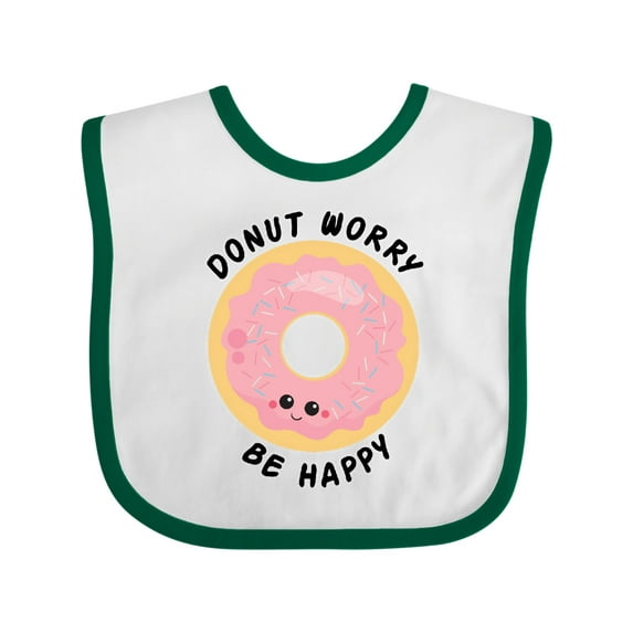 Inktastic Donut Worry Be Happy Pink Sprinkle Donut` Boys or Girls Baby Bib