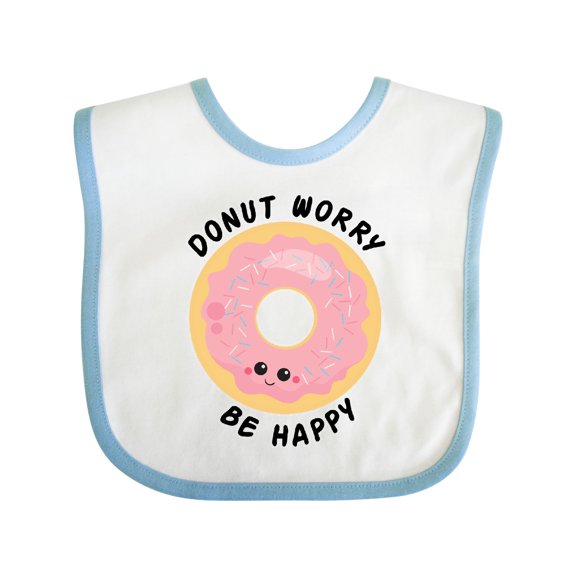Inktastic Donut Worry Be Happy Pink Sprinkle Donut` Boys or Girls Baby Bib