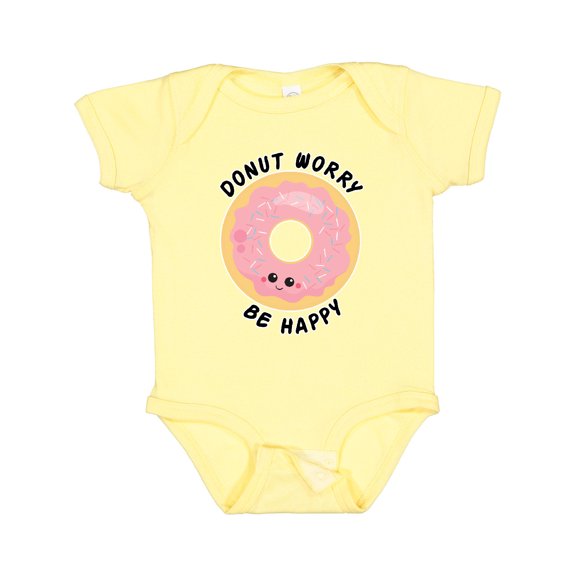 Inktastic Donut Worry Be Happy Pink Sprinkle Donut` Boys or Girls Baby Bodysuit