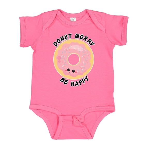 Inktastic Donut Worry Be Happy Pink Sprinkle Donut` Boys or Girls Baby Bodysuit