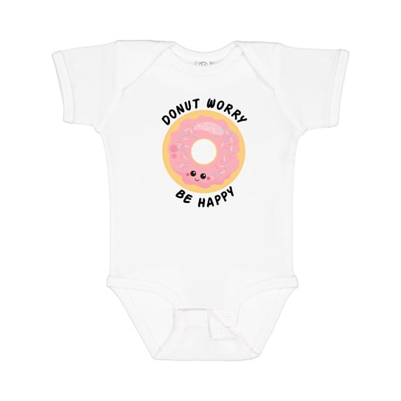 Inktastic Donut Worry Be Happy Pink Sprinkle Donut` Boys or Girls Baby Bodysuit