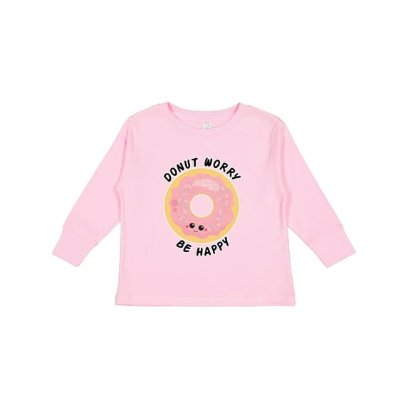 Inktastic Donut Worry Be Happy Pink Sprinkle Donut` Boys or Girls Long Sleeve Toddler T-Shirt