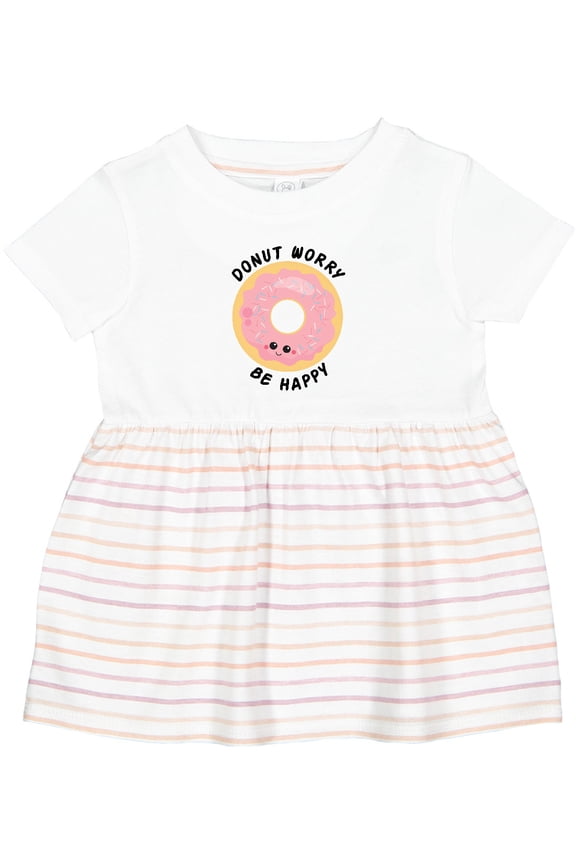Donut Worry Be Happy Pink Sprinkle Donut` Girls Baby Dress