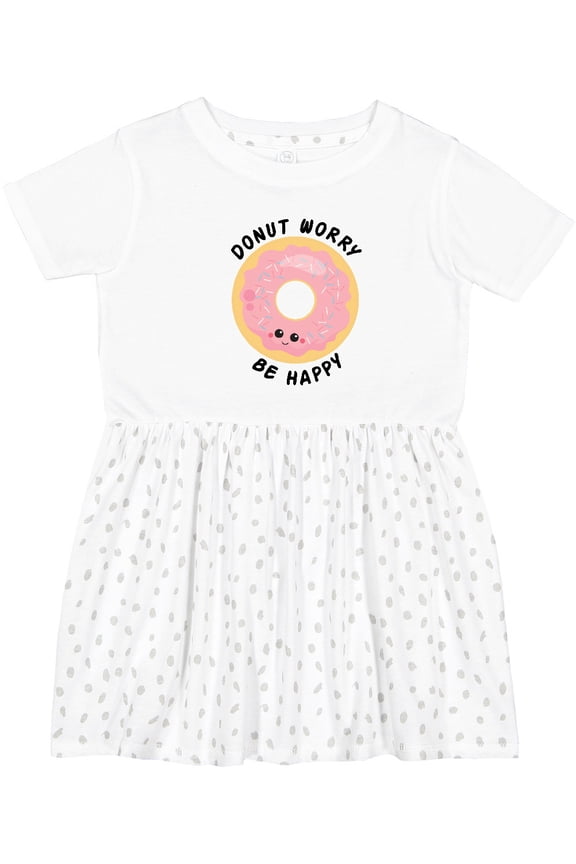 Donut Worry Be Happy Pink Sprinkle Donut` Girls Toddler Dress