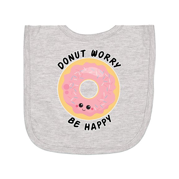Inktastic Donut Worry Be Happy Pink Sprinkle Donut Newborn Bib